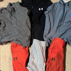 Under Armour Kids' Sweatpants - Red, Gray, and Black